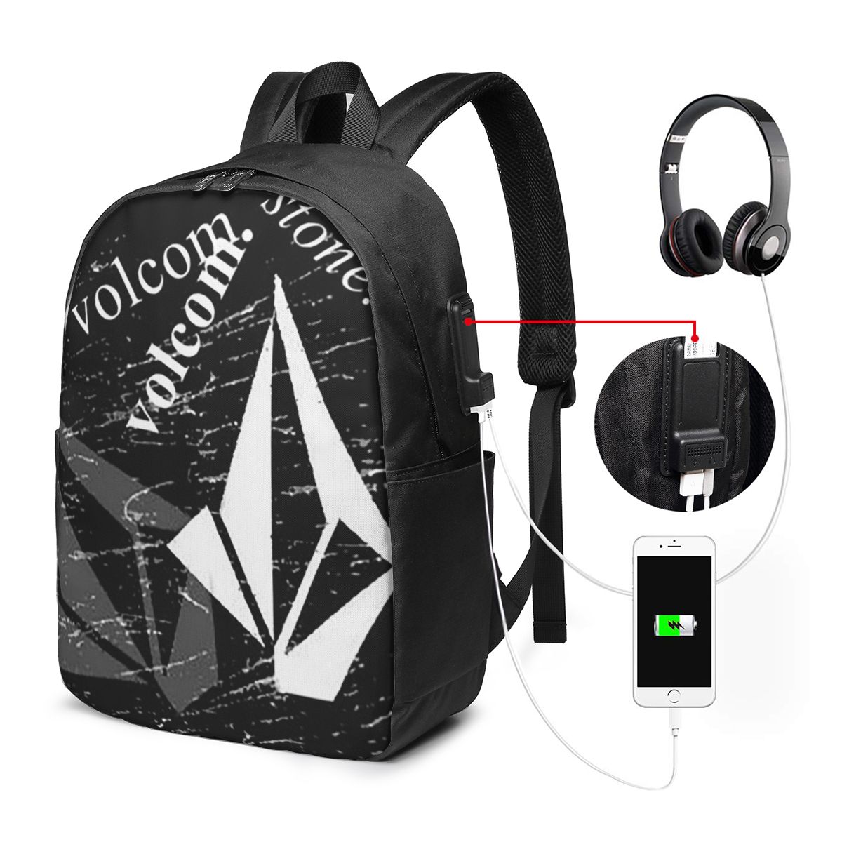 Laptop Bag - V-Volcom 로고 배낭 여행 노트북 가방