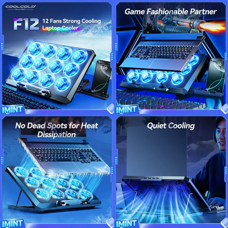 Laptop Cooling Pad - COOLCOLD 노트북 쿨링 패드(12개의 저소음 팬