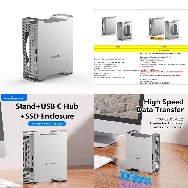 미니 M4 스탠드 허브 독 USB C 도킹 스테이션 1 - Usb C Hub 리뷰 및 가격