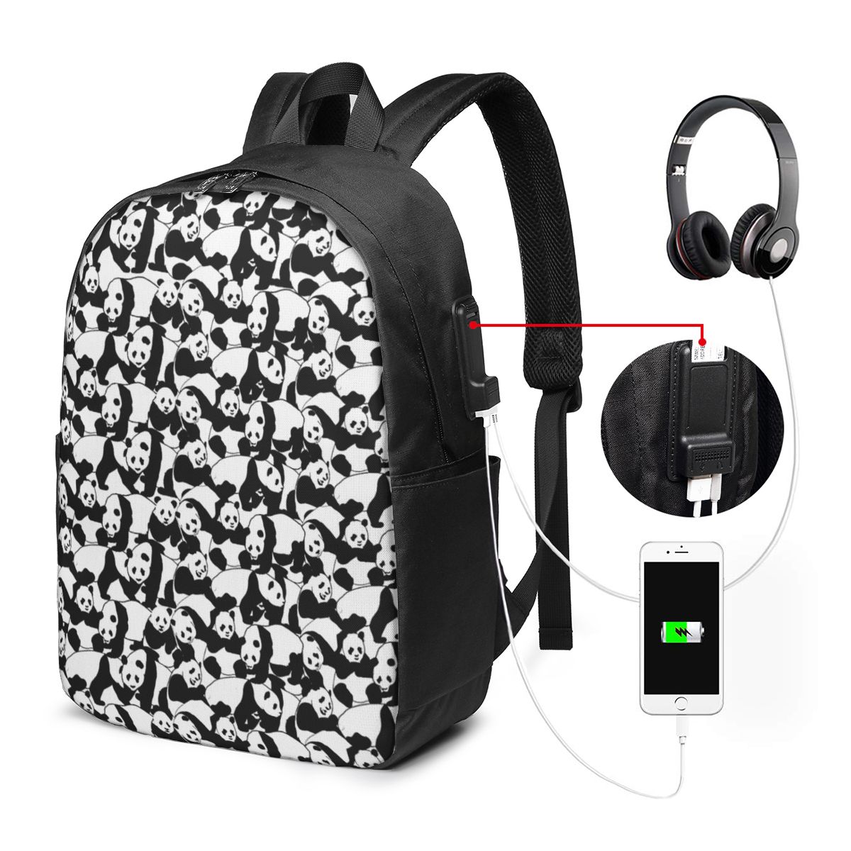 팬더 패턴 배낭 여행 노트북 가방 컴퓨터 대학생 학교  - Laptop Bag 리뷰 및 가격